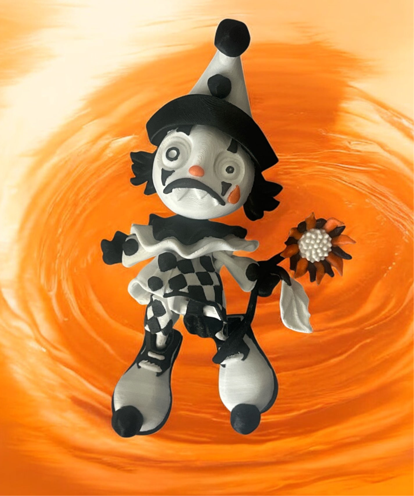 Articulated Sad Clown Figurine