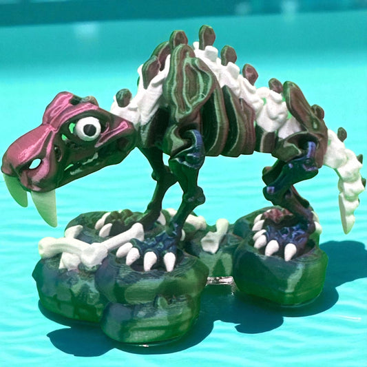 Fossilised Articulated Dragon Figurine with Base.